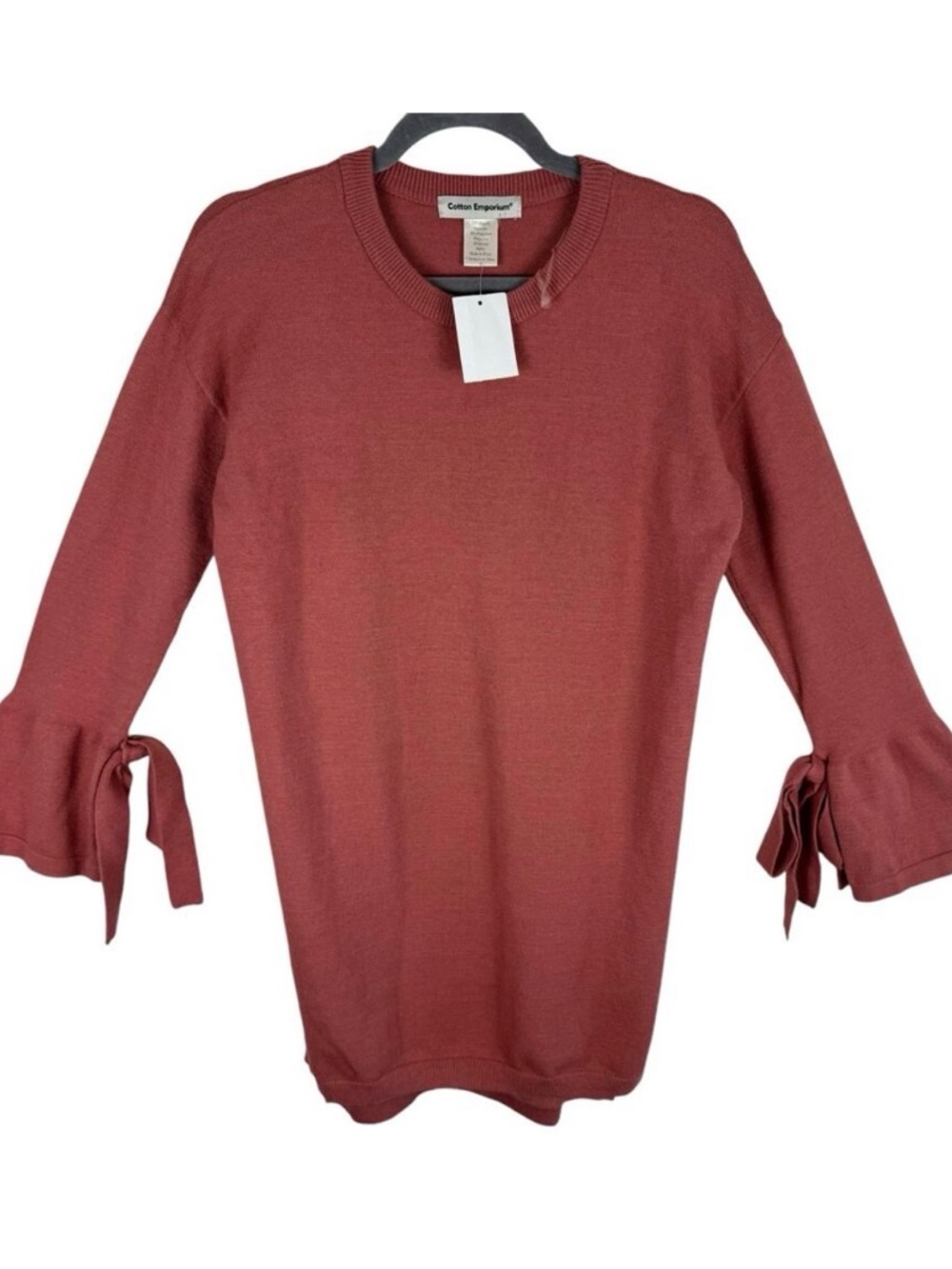 Cotton Emporium NWT Mauve Pink Bell Sleeve Tight Knit Sweater Tunic Size M